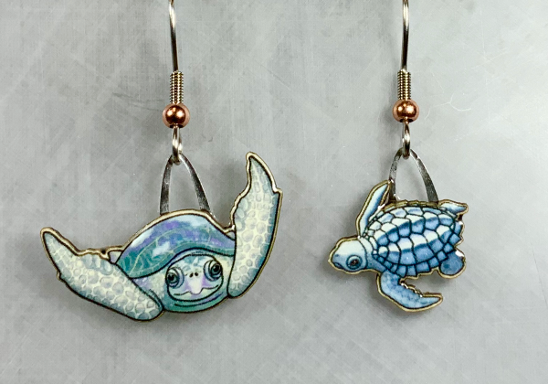 Jewelry - Earrings, Turtle, Blue Kemp's Ridley